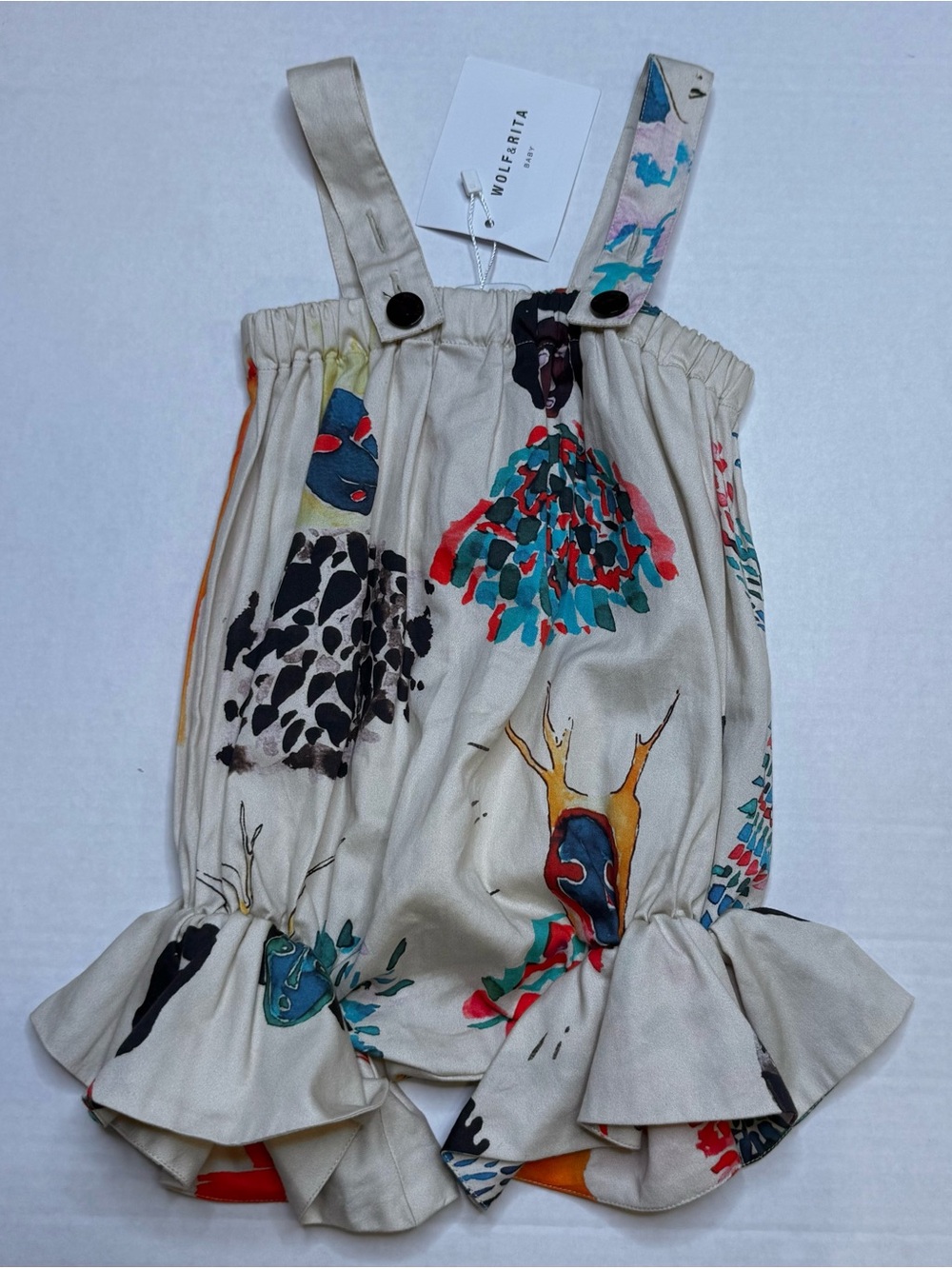 Wolf & Rita Cream Floral Ruffle Baby One-Piece Bodysuit